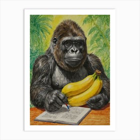 Gorilla Reading Art Print