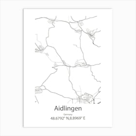 Aidlingen,Germany Minimalist Map Art Print