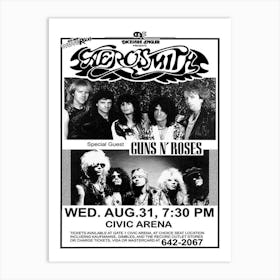 Aerosmith Permanent Vacation Tour 1988 With Guns N Roses Poster Art Print