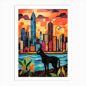 Panama City, Panama Skyline With A Cat 0 Art Print