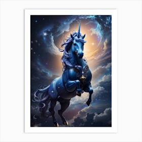 Blue Unicorn Art Print