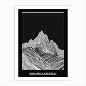 Beinn Mhanach Mountain Line Drawing 3 Poster Art Print