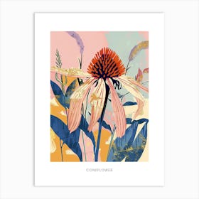 Colourful Flower Illustration Poster Coneflower 1 Art Print