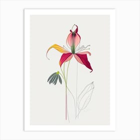 Columbine Floral Minimal Line Drawing 1 Flower Art Print