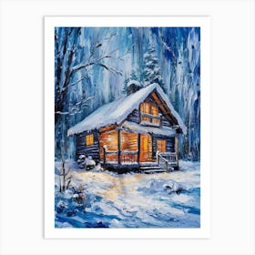 Winter Cabin In The Woods Art Print