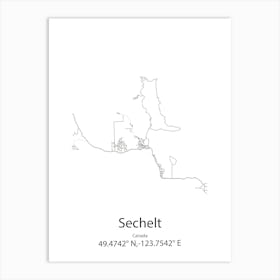 Sechelt,Canada Minimalist Map Art Print