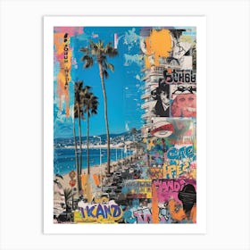 Cannes   Retro Collage Style 1 Art Print