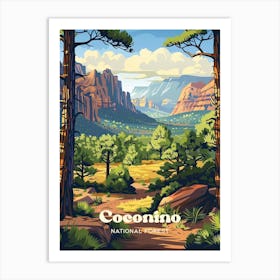 Coconino National Forest Arizona Colorful Travel Art Illustration Art Print