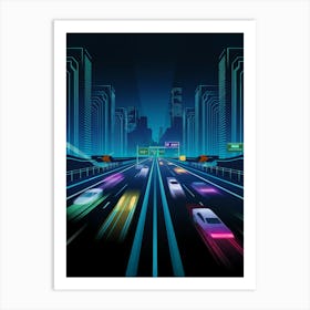 Futuristic Cityscape, Anime Art Lofi Art Print