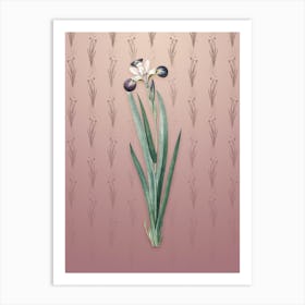 Vintage Harlequin Blueflag Botanical on Dusty Pink Pattern n.1852 Art Print