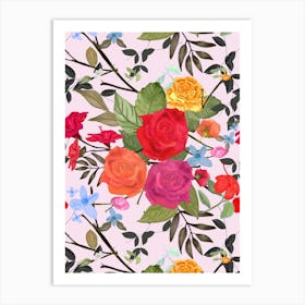 Tropical Flowers Roses Art Print