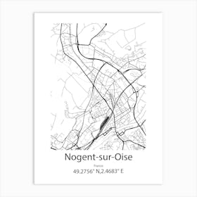 Nogent Sur Oise,France Minimalist Map Art Print