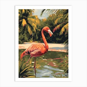 Greater Flamingo Camargue Provence France Tropical Illustration 5 Art Print