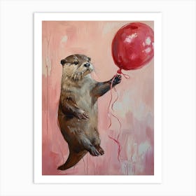 Cute Otter 2 With Balloon Art Print