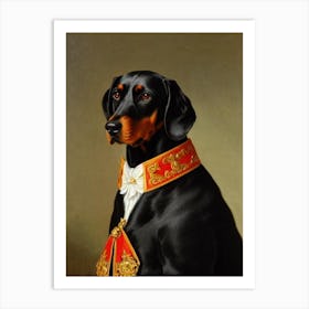 Black And Tan Coonhound Renaissance Portrait Oil Painting Art Print