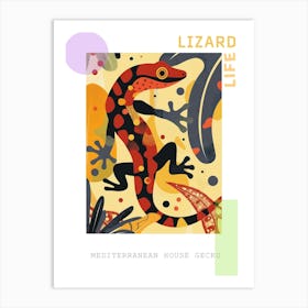 Red Mediterranean House Gecko Abstract Modern Illustration 3 Poster Art Print