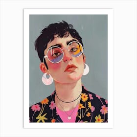 Girl With Glasses 10 Art Print