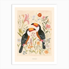 Folksy Floral Animal Drawing Toucan 2 Poster Art Print