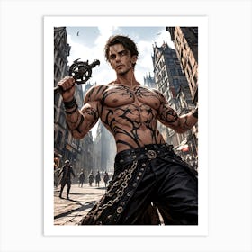 Muscular Barbarian Warrior with Sword. Art Print #15 Art Print