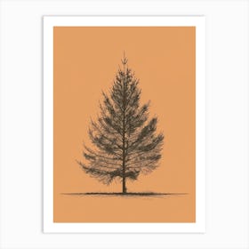 Fir Tree Minimalistic Drawing 1 Art Print