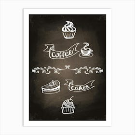 Chalkboard — Coffee poster, kitchen print, lettering 1 Art Print