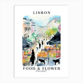 Food Market With Cats In Lisbon 1 Poster Art Print