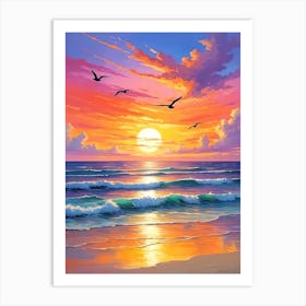 Sunset At The Beach 12 Art Print