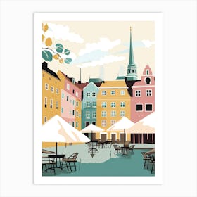 Helsingborg, Sweden, Flat Pastels Tones Illustration 3 Art Print