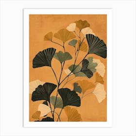 Ginkgo Tree Minimal Japandi Illustration 4 Art Print