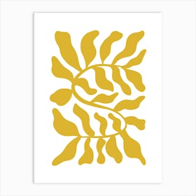 Golden Leaves Boho Art Deco Drawing Illustration Poster