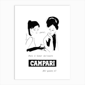 Campari Cocktails Bar Retro Women Italian Poster Art Print