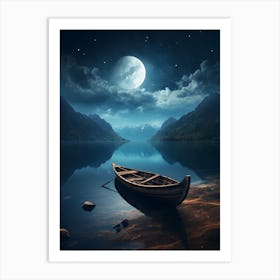 Moonlight Over Lake 2 Art Print