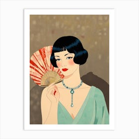 Deco Woman With Fan Art Print