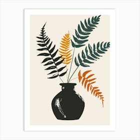 Fern Plant Minimalist Illustration 1 Art Print