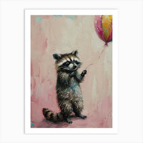 Cute Raccoon 3 With Balloon Art Print