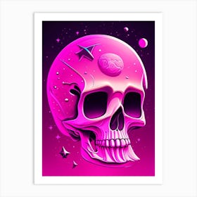 Skull With Cosmic Themes 4 Pink Pop Art Art Print