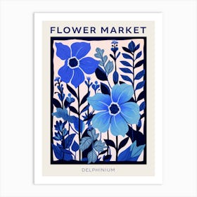 Blue Flower Market Poster Delphinium 4 Art Print