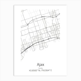 Ajax,Canada Minimalist Map Art Print