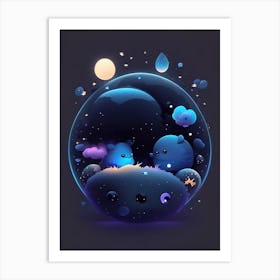 Dark Matter Kawaii Kids Space Art Print