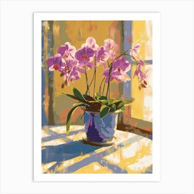 Orchid Flowers On A Table   Contemporary Illustration 4 Art Print