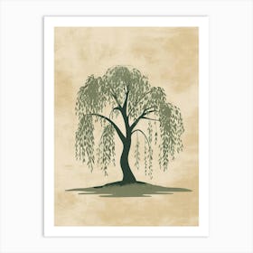 Willow Tree Minimal Japandi Illustration 1 Art Print