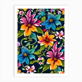 Floral Seamless Pattern 6 Art Print