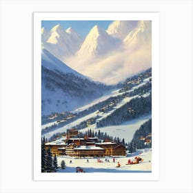 Méribel, France Ski Resort Vintage Landscape 1 Skiing Poster Art Print