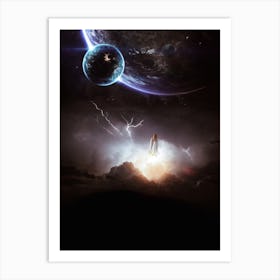 Takeoff Of The Rocket In The Lightning Art Print