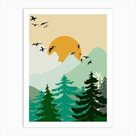 Forest with moon Art Print