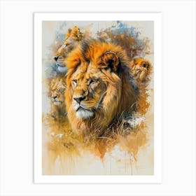 Barbary Lion Collage Painting Art Print