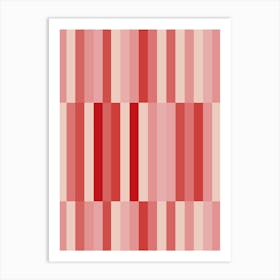 Red and Pink Geometric Stripes Art Print