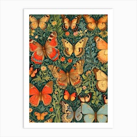 William Morris Butterflies And Flowers 4 Art Print