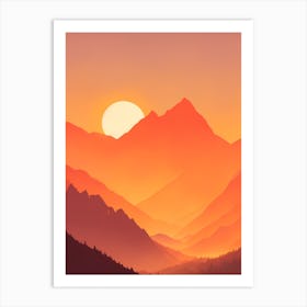 Misty Mountains Vertical Composition In Orange Tone 302 Art Print