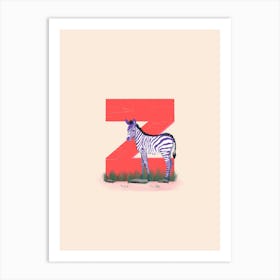 Letter Z Zebra Art Print